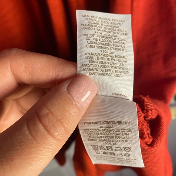 NWT Boden Red/Rust Orange Short Sleeve Lace Yoke Dress Size 16/18L *No Belt* - Picture 10 of 12